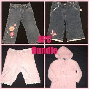 4 PC Bundle Little‎ Girls Jeans Capri Pink Sweater
